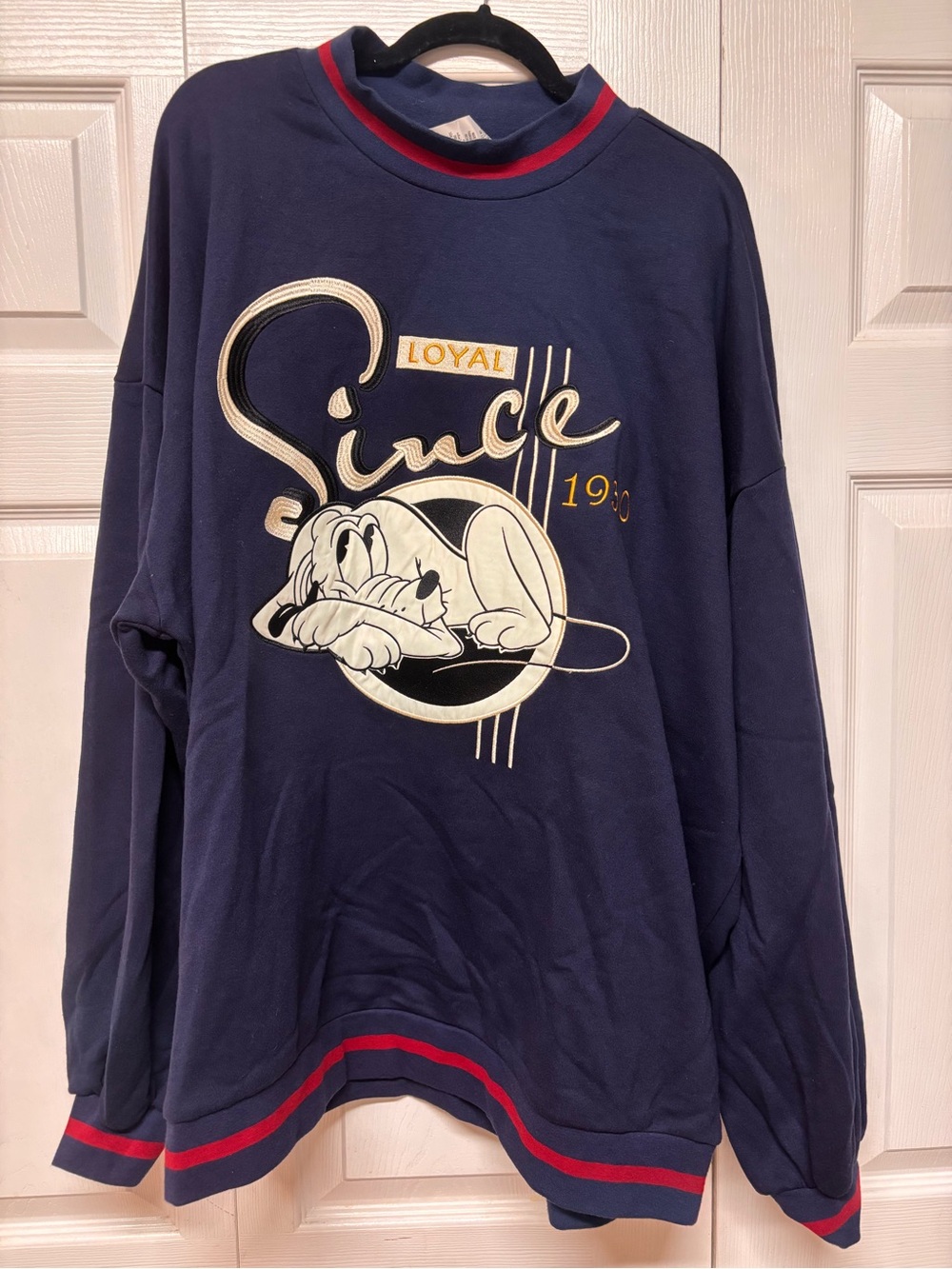 Disney Navy Blue Pluto Graphic Sweatshirt with Red Trim 3XL